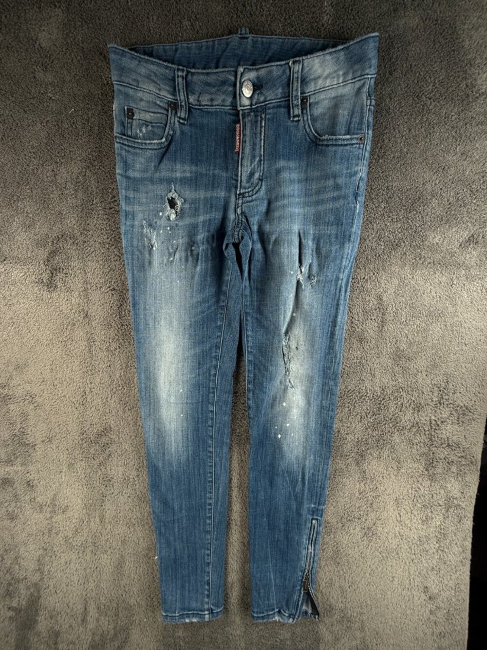 DSQUARED2 Jeans Blue Women Denim Biker Zippers Logo All Cotton Distressed Adult